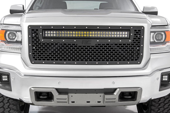 Mesh Grille | 30" Dual Row LED | Black | White DRL | GMC Sierra 1500 (14-15) - The Suspension Specialists