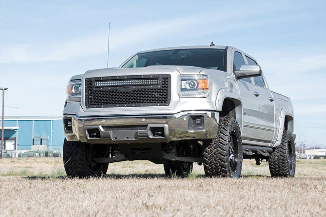 Mesh Grille | 30" Dual Row LED | Black | GMC Sierra 1500 2WD/4WD (2014-2015) - The Suspension Specialists
