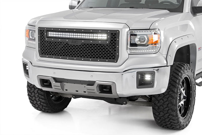 Mesh Grille | 30" Dual Row LED | Black | GMC Sierra 1500 2WD/4WD (2014-2015) - The Suspension Specialists