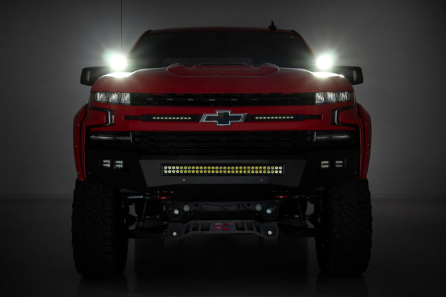 LED Light Kit | Ditch Mount | 2" Black Pair | White DRL | Chevy Silverado 1500 (19-26)