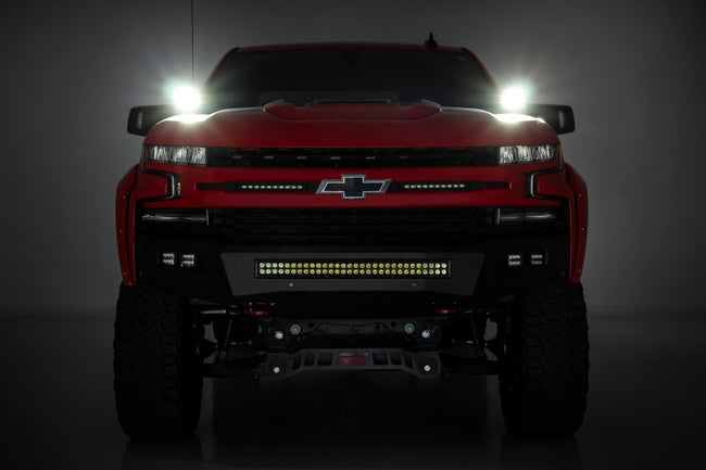 LED Light Kit | Ditch Mount | 2" Black Pair | Flood | Chevy Silverado 1500 (19-26)