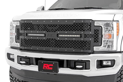 Mesh Grille | 12" Dual Row LED | Black | Ford F-250/F-350 Super Duty (17-19) - The Suspension Specialists