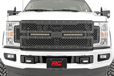 Mesh Grille | 12" Dual Row LED | Black | Ford F-250/F-350 Super Duty (17-19) - The Suspension Specialists