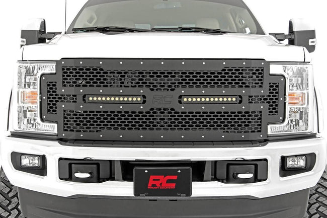 Mesh Grille | 12" Dual Row LED | Black | Ford F-250/F-350 Super Duty (17-19) - The Suspension Specialists
