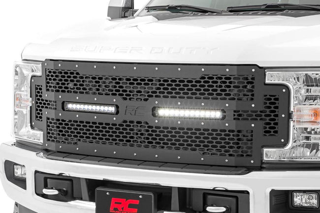 Mesh Grille | 12" Dual Row LED | Black | Ford F-250/F-350 Super Duty (17-19) - The Suspension Specialists