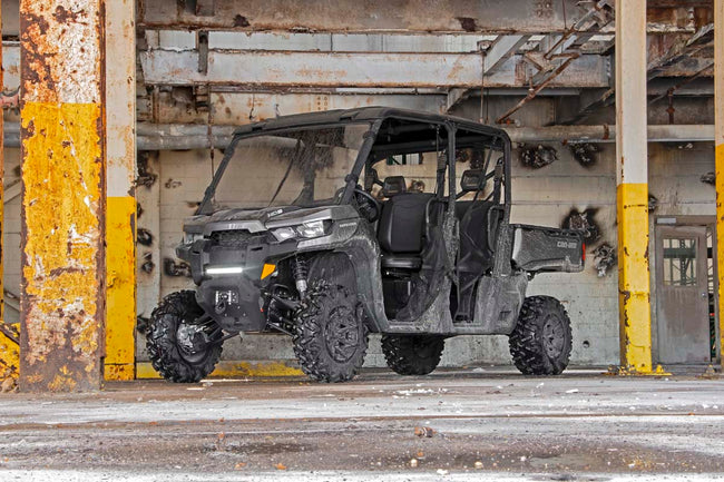 LED Light | Bumper Mount | 12" Black Single Row | White DRL | Can-Am Defender HD 8/HD 9/HD 10 - The Suspension Specialists