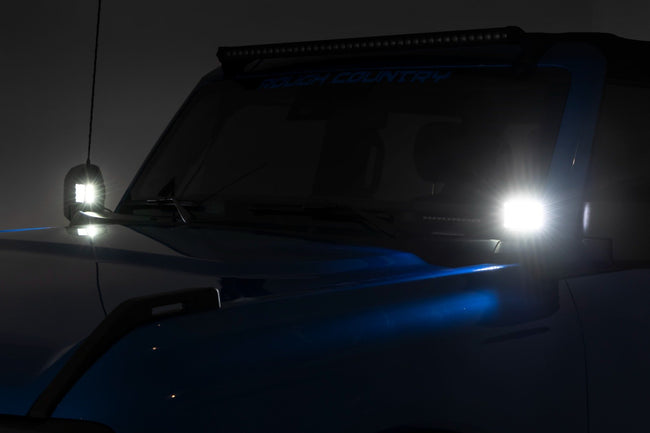 LED Light Kit | Ditch Mount | 2" Black Pair | Amber DRL | Ford Bronco (21-25) - The Suspension Specialists