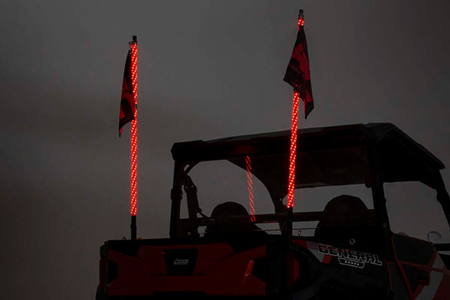 Whip Mount | Bed | 4' Multl-Color LED Whip Pair | Polaris General/Ranger 1000/Ranger XP 900/1000 - The Suspension Specialists