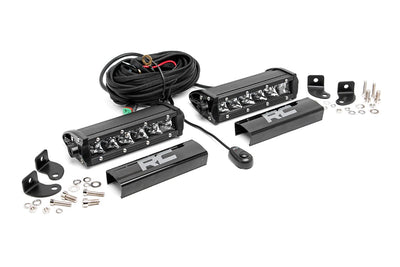 Rough Country 6 Inch Chrome Series LED Light Bar | Single Row | Pair - The Suspension Specialists
