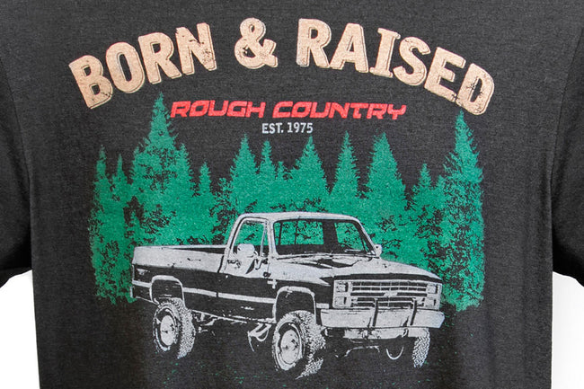 Rough Country T-Shirt | Born & Raised | Black | SM - The Suspension Specialists