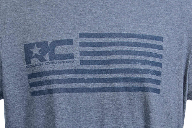 Rough Country T-Shirt | American Flag | Blue | 3XL - The Suspension Specialists