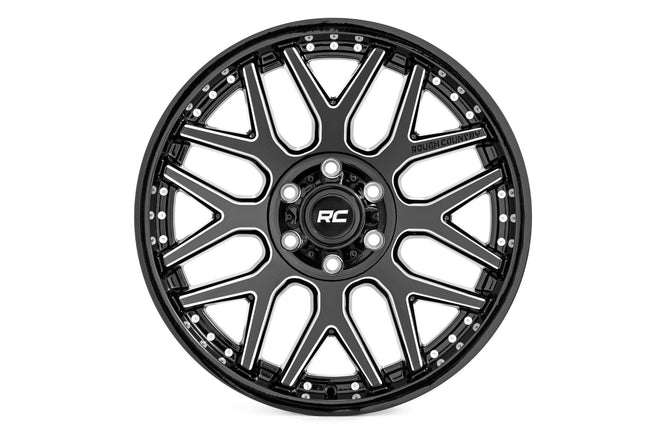 Rough Country 95 Series Wheel | Machined One-Piece | Gloss Black | 22x10 | 6x5.5 | -25mm - The Suspension Specialists