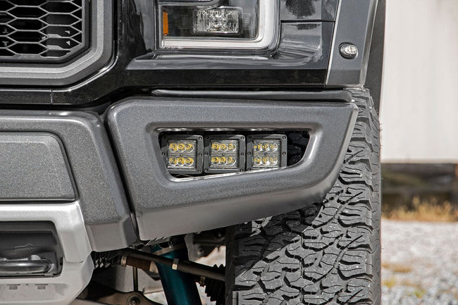 LED Light Kit | Fog Mount | Triple 2" Black Pair | White DRL | Ford Raptor (17-20) - The Suspension Specialists