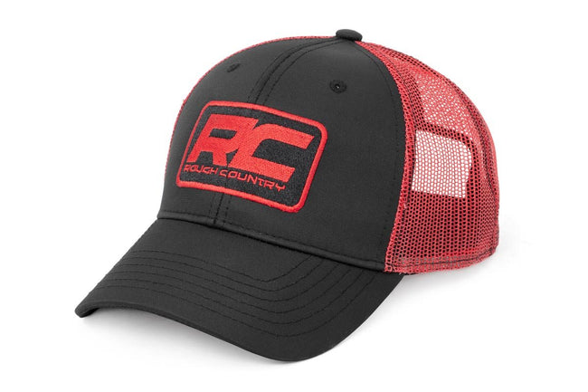 Rough Country Hat | Red Mesh | Rough Country Patch | Black/Red - The Suspension Specialists