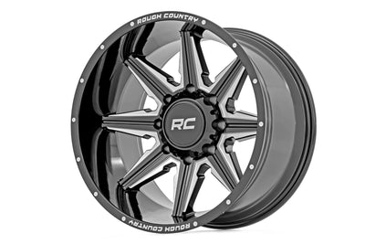 Rough Country 91M Series Wheel | One-Piece | Gloss Black | 20x12 | 8x170 | -44mm - The Suspension Specialists