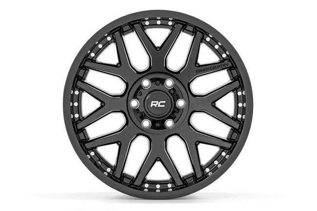 Rough Country 95 Series Wheel | One-Piece | Gloss Black | 22x10 | 6x135 | -19mm - The Suspension Specialists