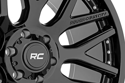Rough Country 95 Series Wheel | One-Piece | Gloss Black | 22x10 | 6x135 | -19mm - The Suspension Specialists