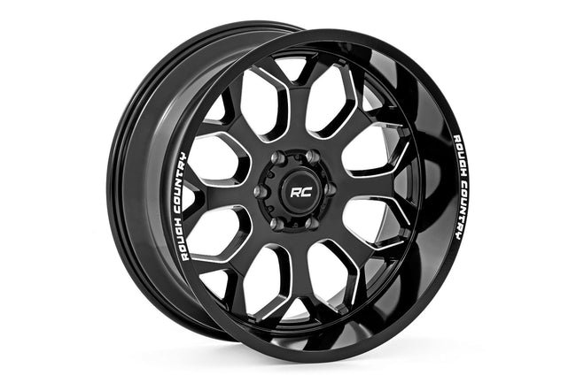 Rough Country 96 Series Wheel | One-Piece | Gloss Black | 20x9 | 6x5.5 | -12mm - The Suspension Specialists