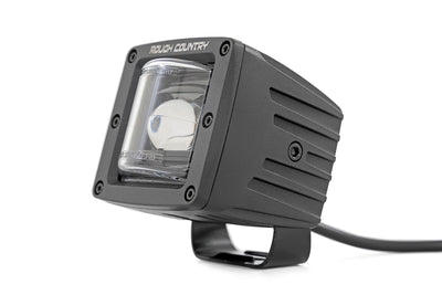 Rough Country 2 Inch Black Series LED Light Pods | SAE Fog | Yellow - The Suspension Specialists