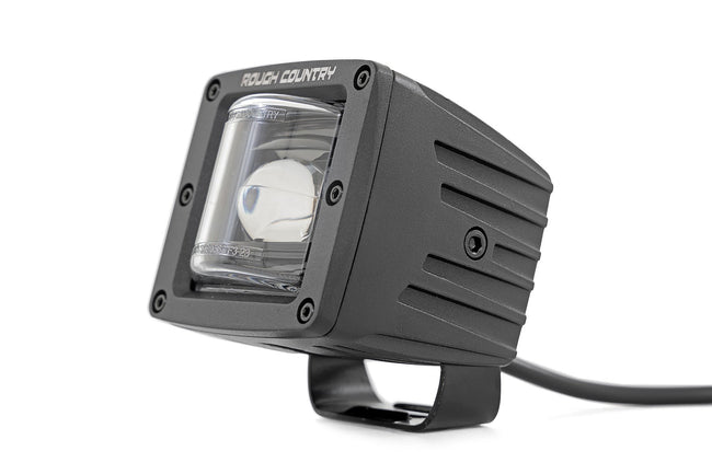 Rough Country 2 Inch Black Series LED Light Pods | SAE Fog | Yellow - The Suspension Specialists