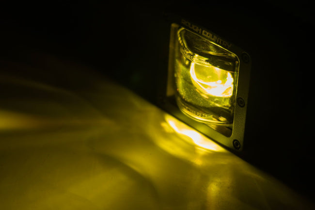 Rough Country 2 Inch Black Series LED Light Pods | SAE Fog | Yellow - The Suspension Specialists