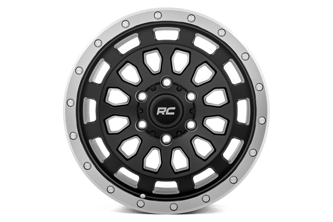 Rough Country 87 Series Wheel | Simulated Beadlock | Black/Machined | 17x8.5 | 6x5.5 | +0mm - The Suspension Specialists