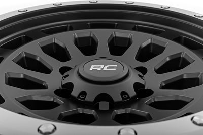 Rough Country 87 Series Wheel | Simulated Beadlock | Black/Machined | 17x8.5 | 6x5.5 | +0mm - The Suspension Specialists
