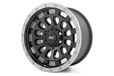 Rough Country 87 Series Wheel | Simulated Beadlock | Black/Machined | 17x8.5 | 6x5.5 | +0mm - The Suspension Specialists
