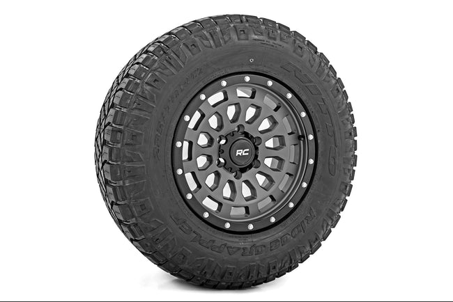 Rough Country 87 Series Wheel | Simulated Beadlock | Gray/Black | 17x8.5 | 6x5.5 | +0mm - The Suspension Specialists