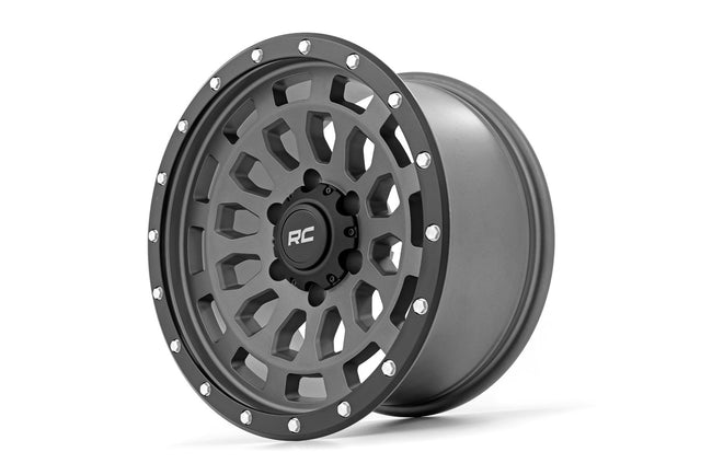 Rough Country 87 Series Wheel | Simulated Beadlock | Gray/Black | 17x8.5 | 6x5.5 | +0mm - The Suspension Specialists