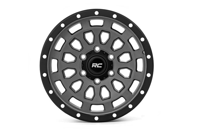 Rough Country 87 Series Wheel | Simulated Beadlock | Gray/Black | 17x8.5 | 6x5.5 | +0mm - The Suspension Specialists