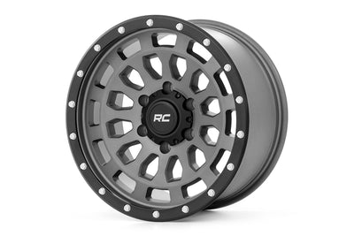 Rough Country 87 Series Wheel | Simulated Beadlock | Gray/Black | 17x8.5 | 6x5.5 | +0mm - The Suspension Specialists