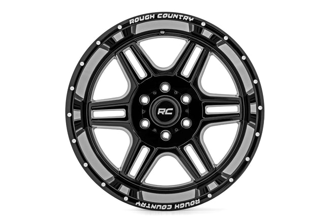 Rough Country 92 Series Wheel | Machined One-Piece | Gloss Black | 20x12 | 8x6.5 | -44mm - The Suspension Specialists