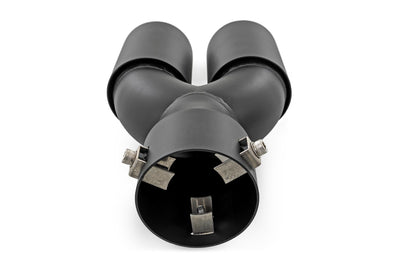 Exhaust Tip | Black | Red RC Logo | 2.5-3 Inch Pipe Single Inlet | Dual Outlet - The Suspension Specialists
