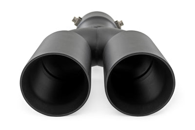 Exhaust Tip | Black | Red RC Logo | 2.5-3 Inch Pipe Single Inlet | Dual Outlet - The Suspension Specialists