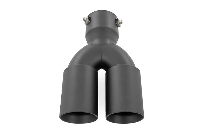Exhaust Tip | Black | Red RC Logo | 2.5-3 Inch Pipe Single Inlet | Dual Outlet - The Suspension Specialists