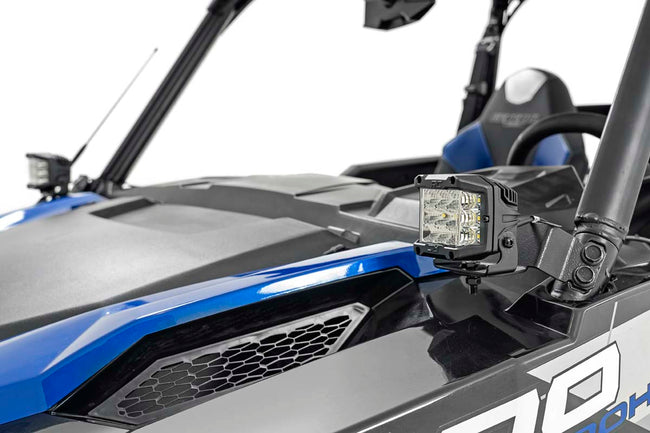 LED Light Kit | Cage Mount | 2" Black Pair | White DRL | Polaris General XP 4 1000 - The Suspension Specialists