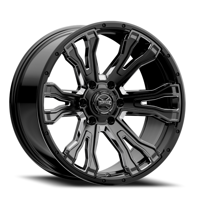 Torque Prime | Gloss Black w/Milled Accent | 20x9 | 6x5.5 | -12mm - The Suspension Specialists