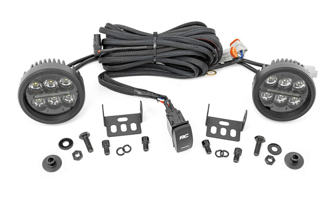 LED Light Kit | Ditch Mount | 3.5" Black Round Pair | Amber DRL | Ford Bronco (21-25) - The Suspension Specialists