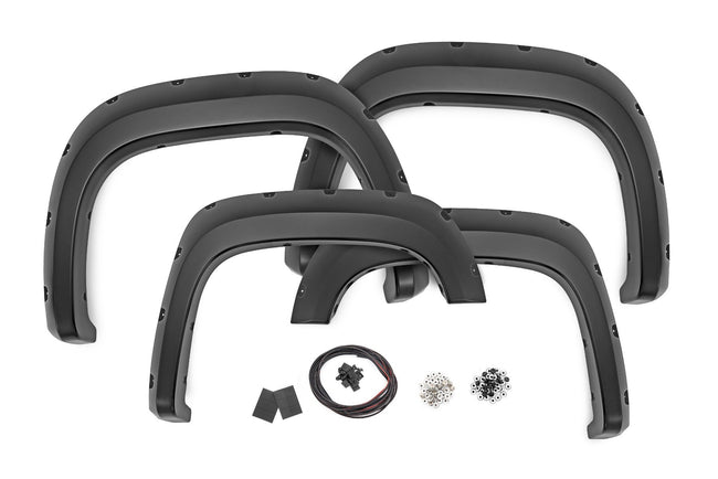 Rough Country Pocket Fender Flares | GAN Slver | 6'7" & 8' Bed | GMC Sierra 1500 (07-13) - The Suspension Specialists