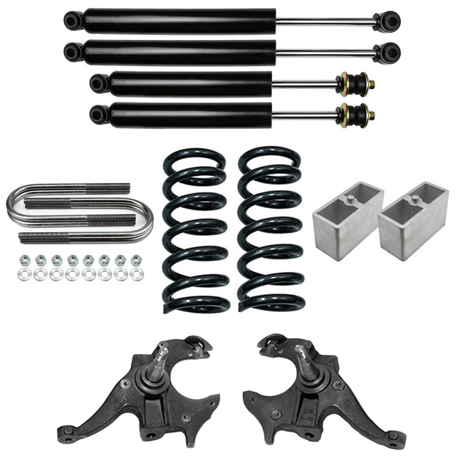 4" Full Drop Lowering Kit w/ Spindles Shocks For 1982-2004 Chevy S10 V6 2WD