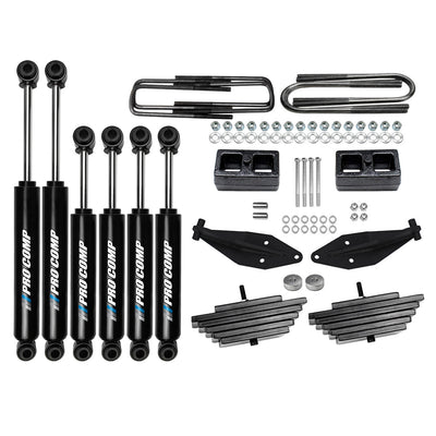 3"/2" Leveling Lift Kit w Dual Pro Comp Shock Kit For 1999-2004 Ford F350 4X4